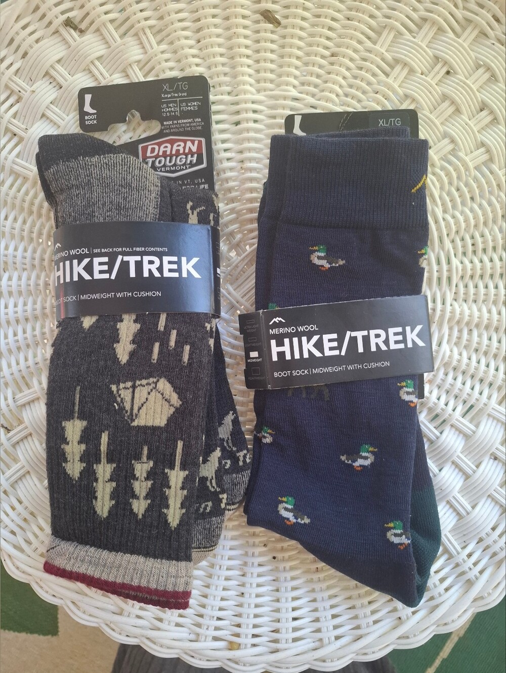 Darn Tough Unisex Hike/Trek Merino Wool Socks 2 Pair NWT Outdoor Adventure XL